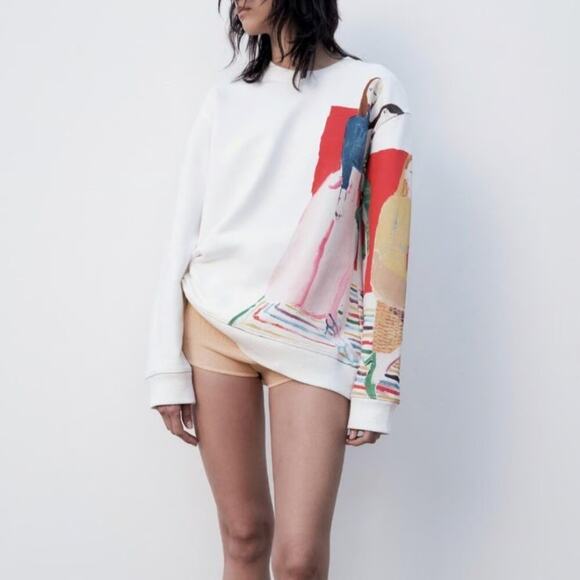 Zara Tops - Zara | Xevi Sola Wearable Art Sweatshirt | Size Large